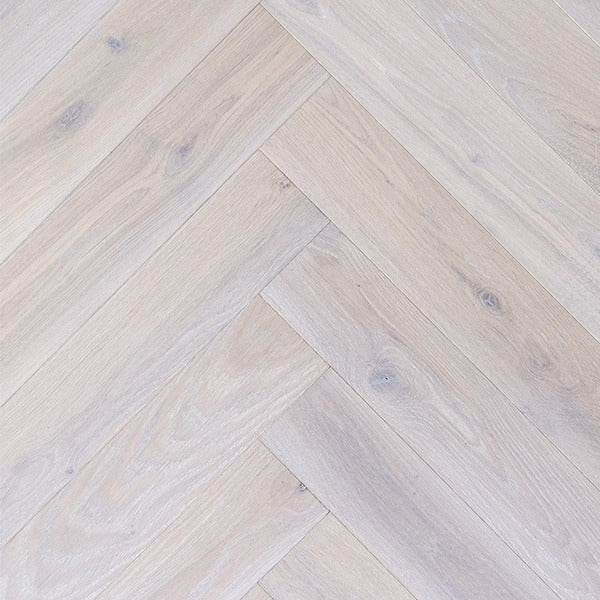 Staki White Brushed Herringbone Rustic LED Oil (0.80sqm pack)