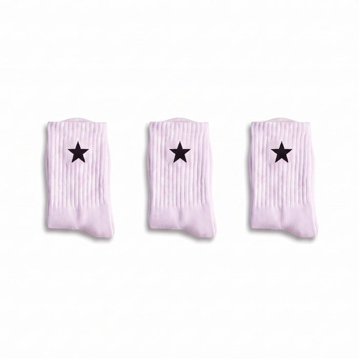 White Crew Socks sock pack with three folded pairs featuring breathable construction and cushioned comfort.