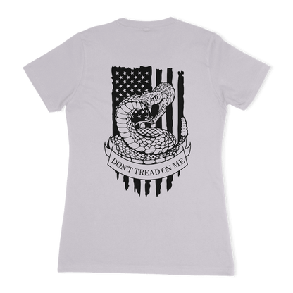 Women's Crew Neck GREY T-Shirt BOCC Logo & DTOM Flag - Blackout Coffee Co