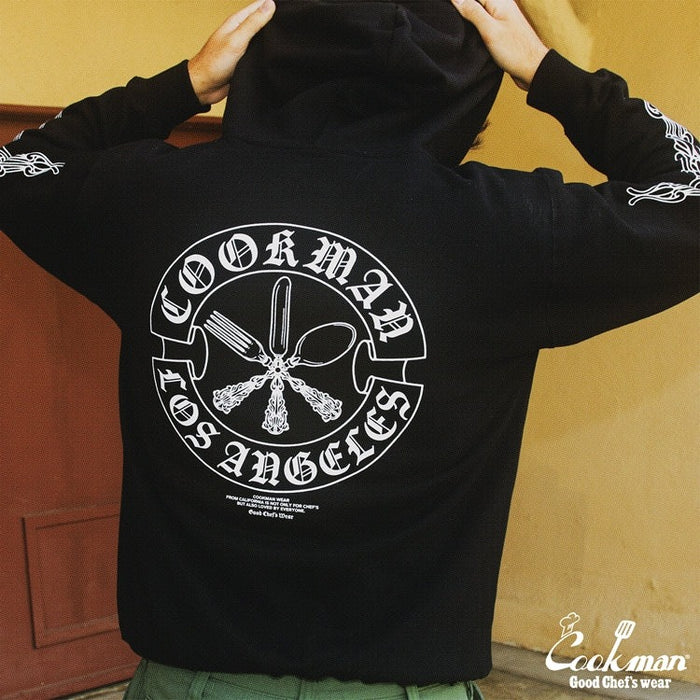 ZIP UP HOODIE CUTLERY - BLACK
