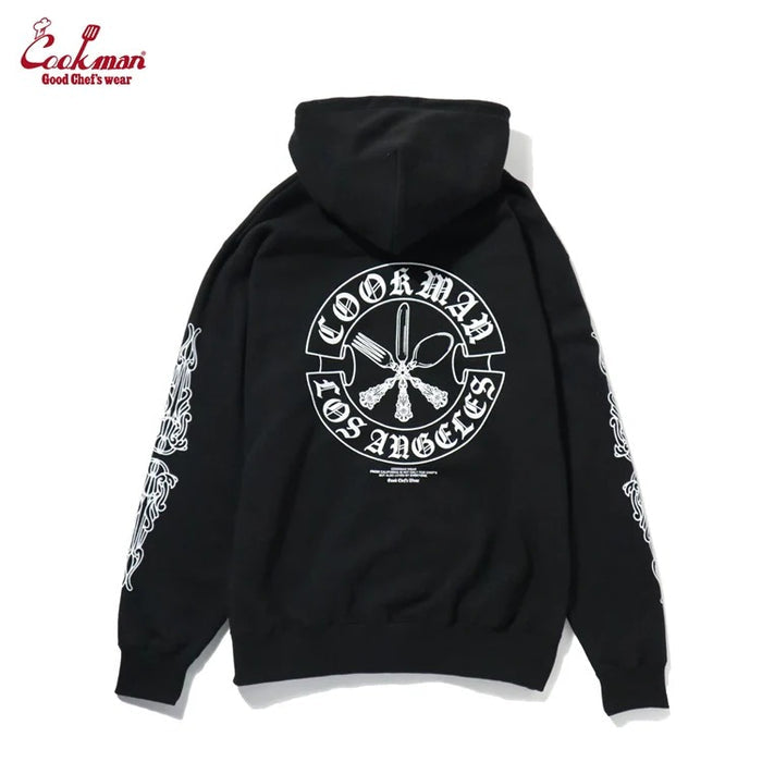 ZIP UP HOODIE CUTLERY - BLACK
