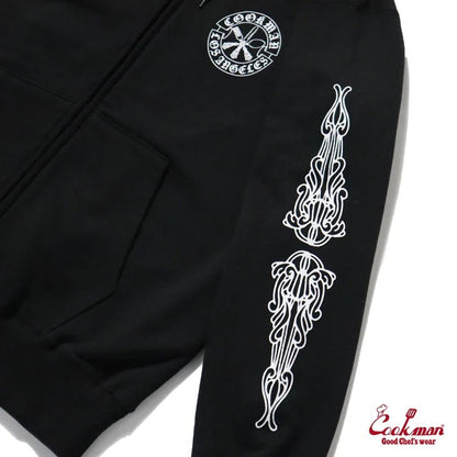 ZIP UP HOODIE CUTLERY - BLACK