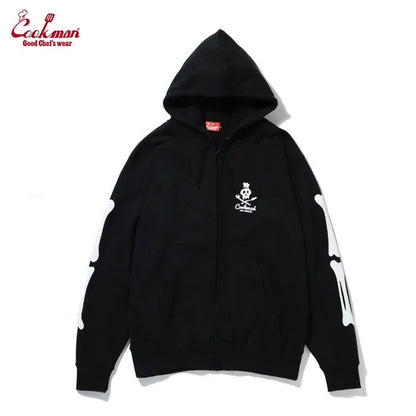ZIP UP HOODIE SKULL - BLACK